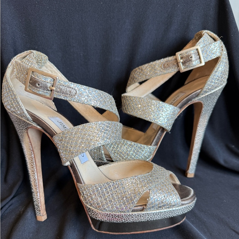 Jimmy Choo Glittering Gold Platform Heels